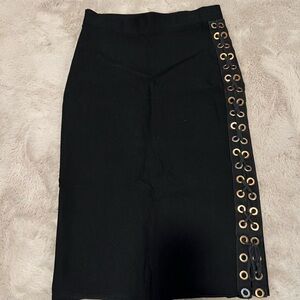 Black Pencil Skirt with Eyelet Detail